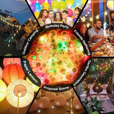Inspired Living GlowLite Mini LED Balloon Lights For Parties & Paper Lanterns 100pcs yellow