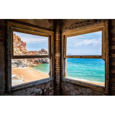 Fototapete PAPERMOON "Alte Fenster", bunt, B:2,5m L:1,86m, Vlies, Tapeten