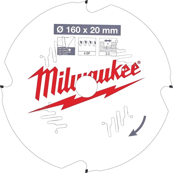 Milwaukee Kreissägeblatt Diamant 160/20 mm 4 Zähne für Handkreissägen (10267300)