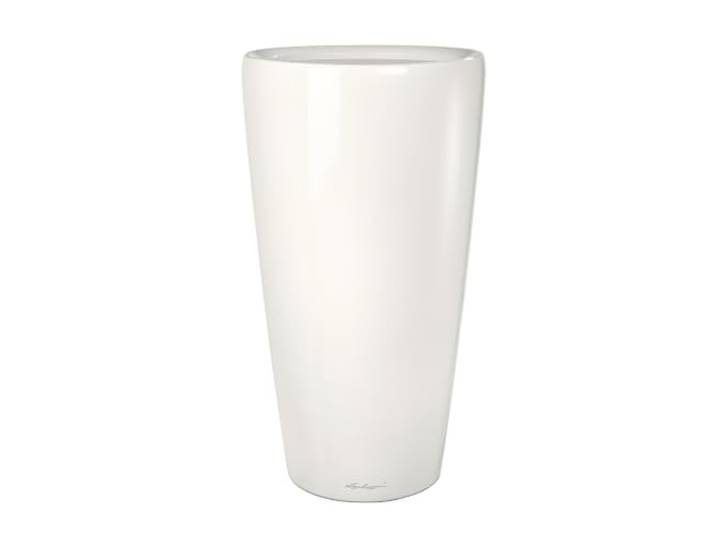 Lechuza-Pflanzsäule mit Bewässerung Rondo Premium 40 weiß Hochglanz 1 Packung, D40 H75 cm, große Größe, drinnen, außen, Ablaufloch, frostbeständig, Wasserstandsanzeige, Qualitätskunststoff