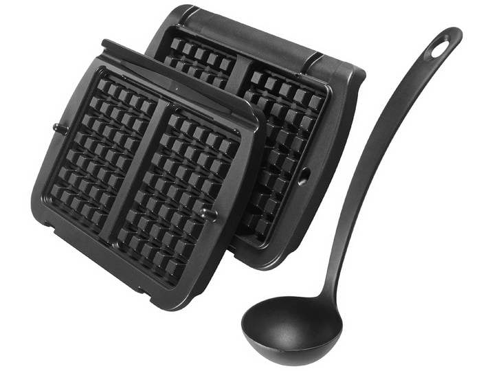TEFAL Waffelplatten XA7248 OptiGrill , schwarz, B/H/T: 36cm 10,2cm x 48,4cm, Backbleche, für OptiGrill+ und Elite Modelle, inklusive Schöpfkelle, Waffelplatten