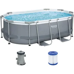 Bestway Frame Pool 305 x 200 x 84 cm | Ovaler Pool mit Kartuschenfilteranlage