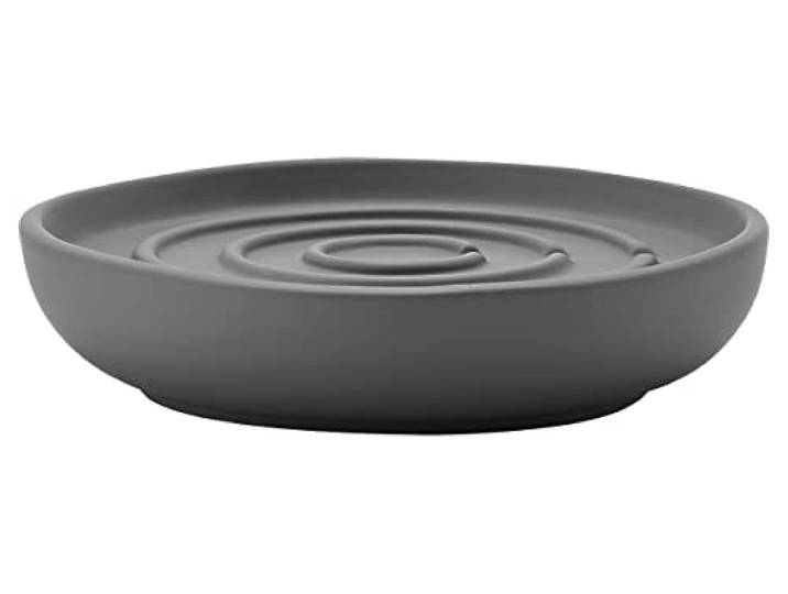 Zone Denmark Nova Porte-Savon\, Porte-Savon en Porcelaine avec revêtement Soft Touch\, diam. 11 cm\, Hauteur 2\,5 cm\, Gris