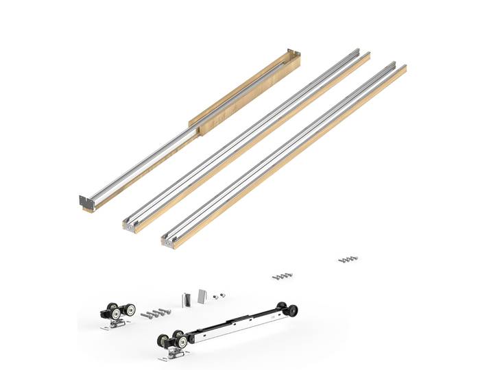 Kit de cadre de porte coulissante SucceBuy pour porte de 24 à 36 pouces de large et de 80 pouces de haut avec mécanisme de fermeture douce bidirectionnelle, glisse en douceur, bois, acier galvanisé