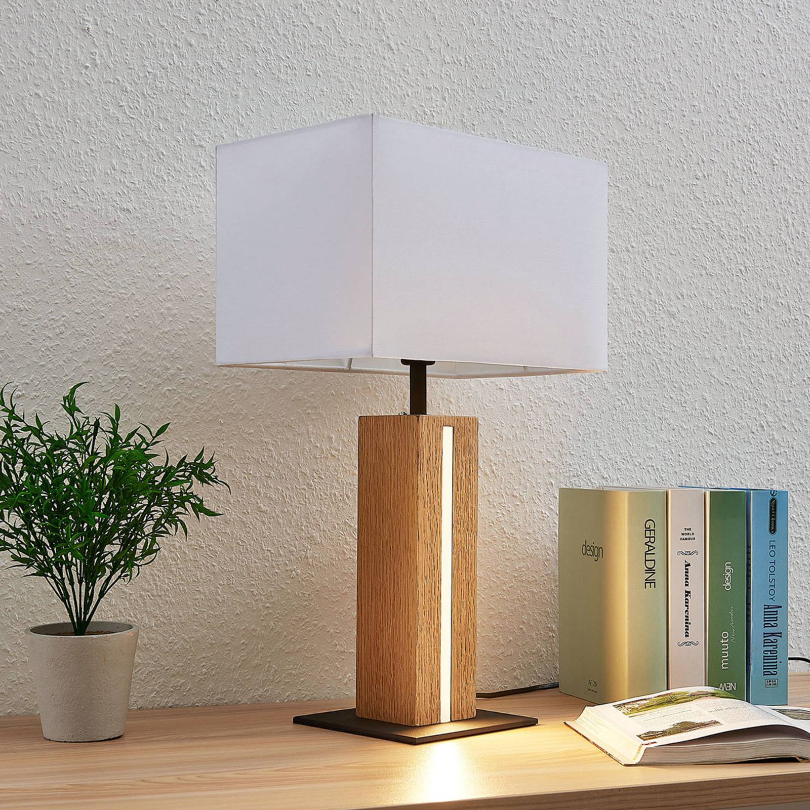 Table Lamp Garry Lindby, dimmable, White / opal, Living / Dining Room, Textile / fabric / silk, Modern, Table Lamp