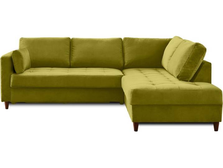 Lisa Design Anna - canapé d'angle droit - 5 places - convertible - en velours \, Vert Olive