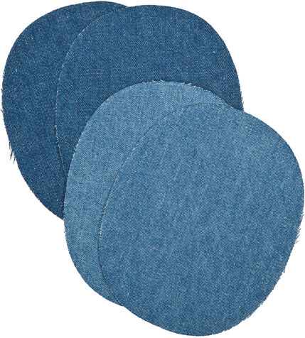 buttinette Jeans-Flicken, Größe: 12,5 x 10 cm, Farbe: hellblau/blau, Inhalt: 2 Paar