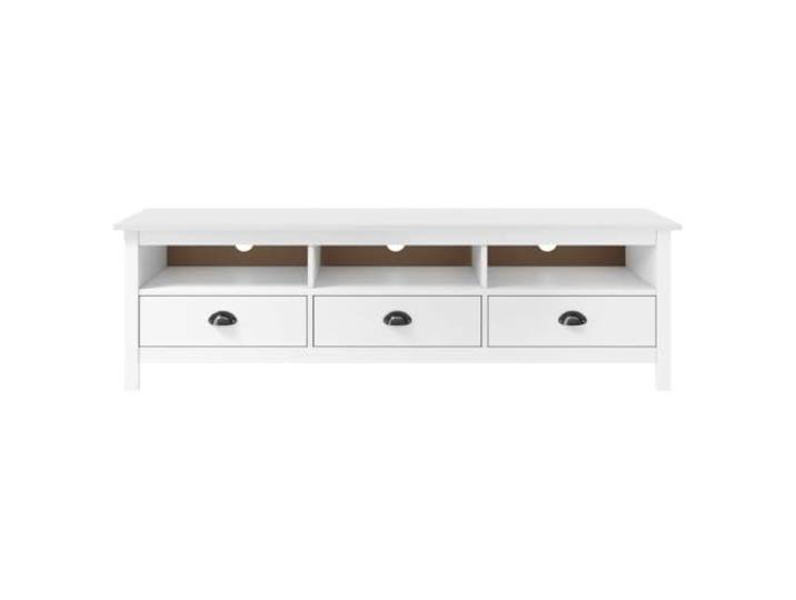 GKHPYURE TV-Schrank Hill, weiß, 158 x 40 x 47 cm, Kiefernholz 3 Einlegeböden, 3 Schubladen, verschiebbar mit Verriegelungen, Montage erforderlich, Hill-Serie, massives Kiefernholz