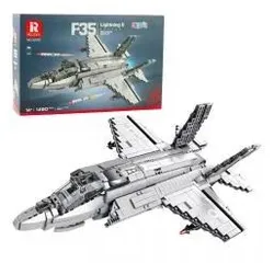 Lean Toys F-35 Lightning II Kampfflugzeug-Bausteine   Grau 1490 Stück.
