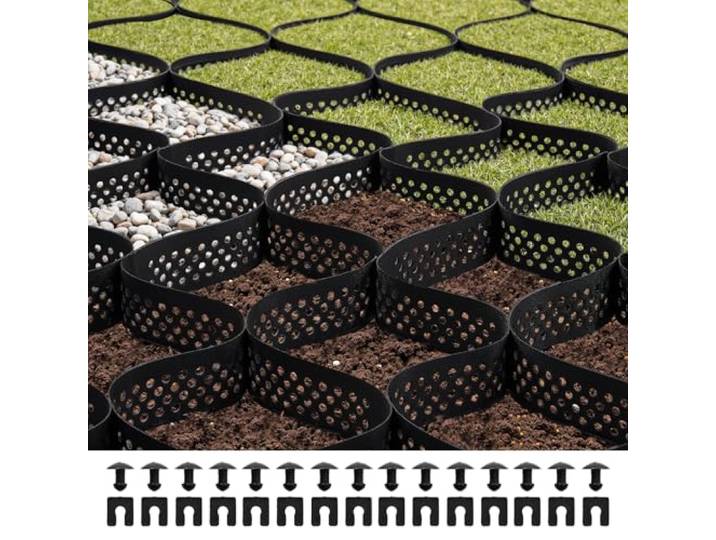 VEVOR Stabilisateur de Gravier\, 7\,6x2\,9 m\, Grille de Stabilisation de Sol Géocellulaire\, Profondeur 75 mm\, Retenue de Gazon au Sol Stable\, pour Allée\, Patio\, Jardin\, Terrasse\, Surfaces Planes\, Pentes
