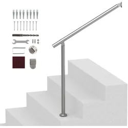 VEVOR Handläufe für Außentreppen, 80 cm Terrassengeländer-Set zur Wand- und Bodenmontage, Geländer für Außentreppen mit Installationsset, Handläufe für Senioren, Verandageländer und Terrassengeländer-Set, Silber