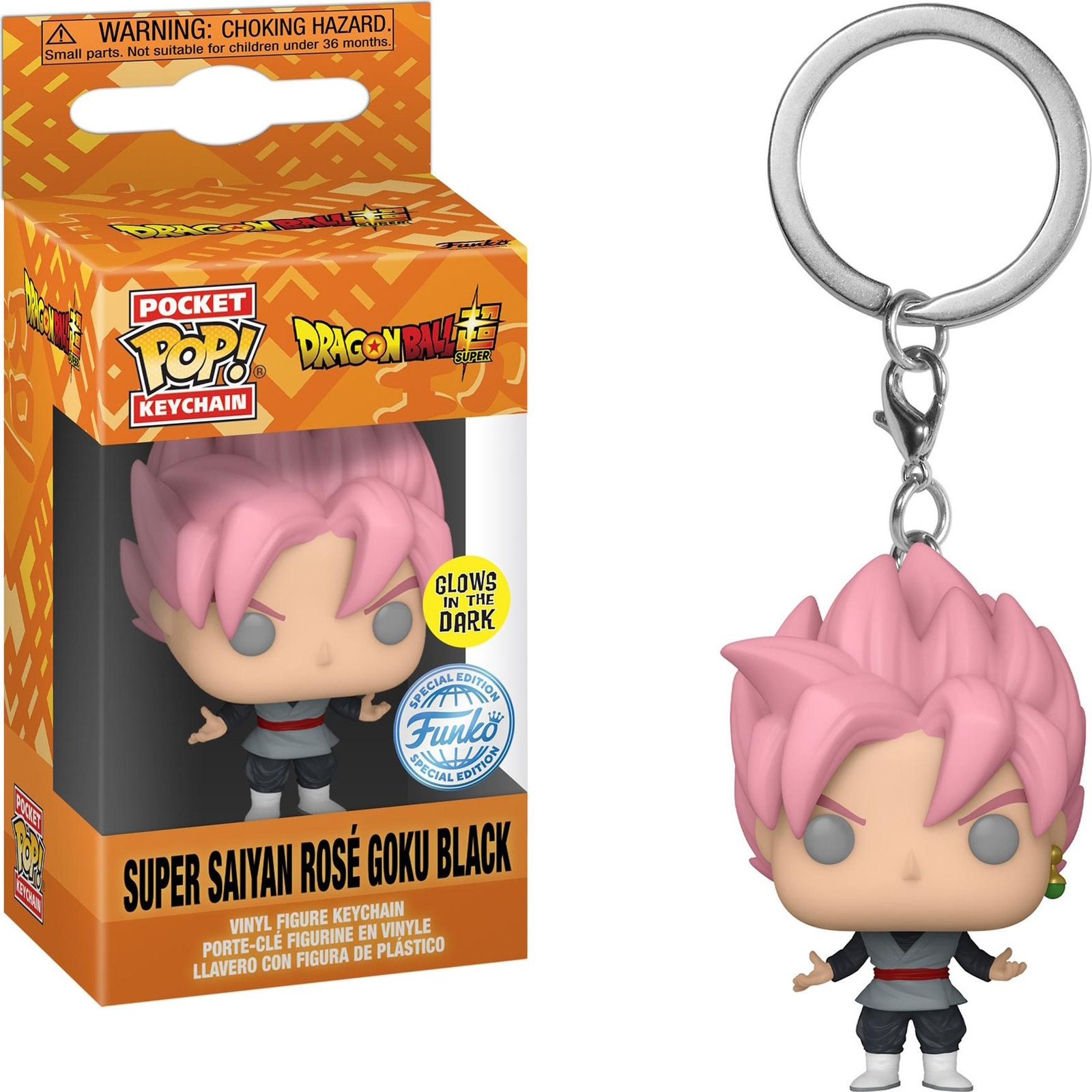 Funko Pocket POP! Dragon Ball Super Super Saiyan Rosé Goku Black Gloeiende sleutelhanger