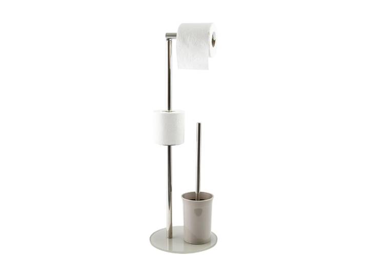 WC-Garnitur MSV Taupe , silber (taupe), B:22cm H:66cm L:22cm, Edelstahl, Glas, Reinigungsbürsten, WC-Garnitur
