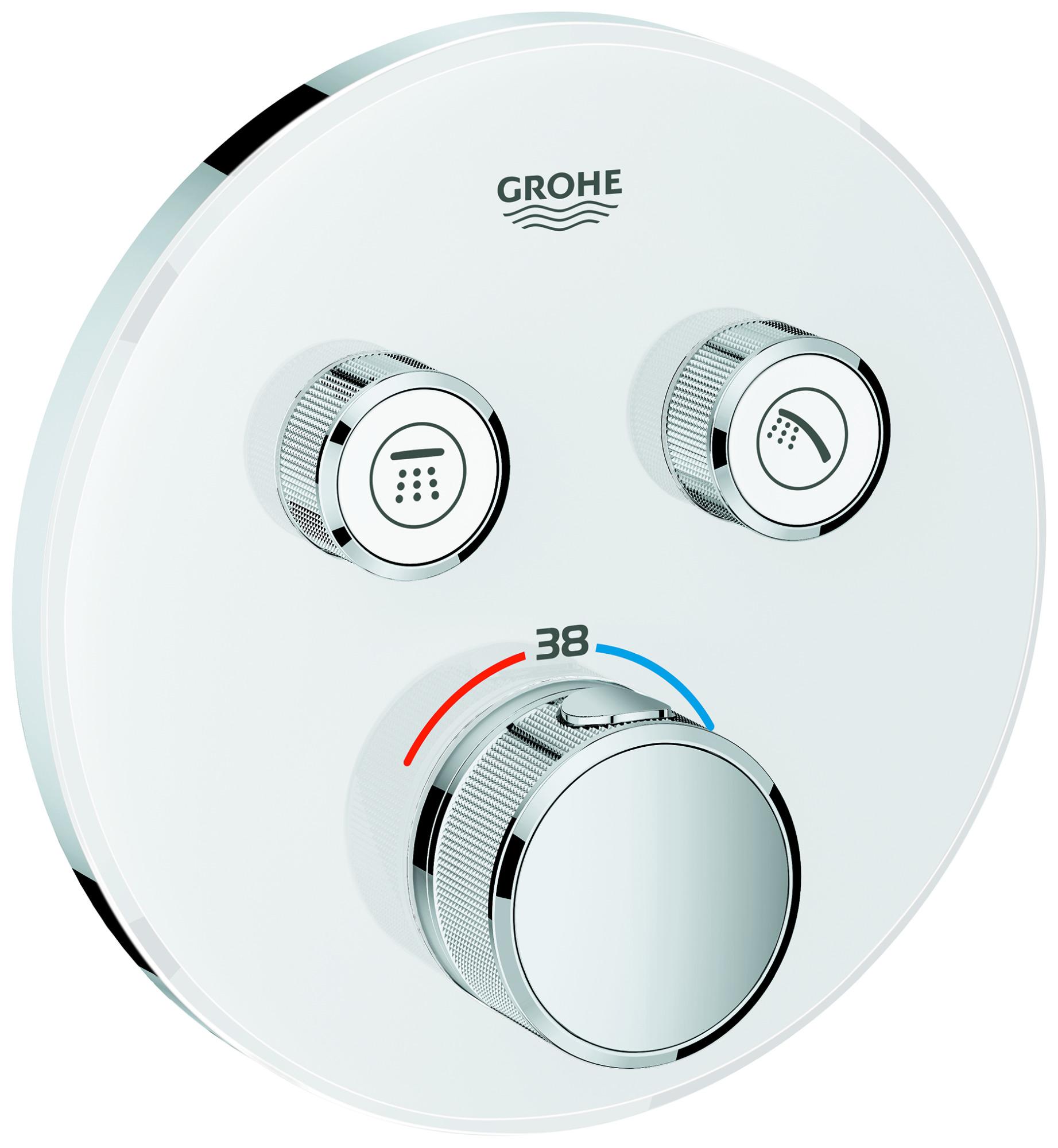 GROHE THERMOSTAT MIT 2 ABSPERRVENTILEN, Badewanne & Dusche, Drehventile, Metall, Weiß