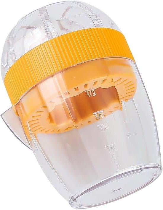 Handmatige citruspers met afdekking in heldergeel plastic