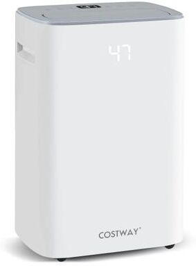 Costway Dehumidifier with Auto Drain or Manual Drainage for Home Basement-White