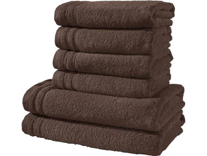 Erwin Müller Handtuchset, Frottierset Heidelberg 6-TLG. 100% Baumwolle braun - leichte Qualität, saugstark, schnelltrocknend, kompakt - ideal für Sport, Strand, Reisen