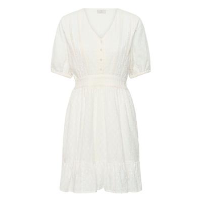 Midikleid KAFFE "Damen Kleid KAbea", Damen, Gr. 44, N-Gr, weiß (chalk), Obermaterial: 100% Baumwolle CO., Kleider Midikleid