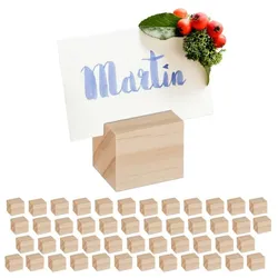 Relaxdays Tischkartenhalter Holz 48er Set Hellbraun
