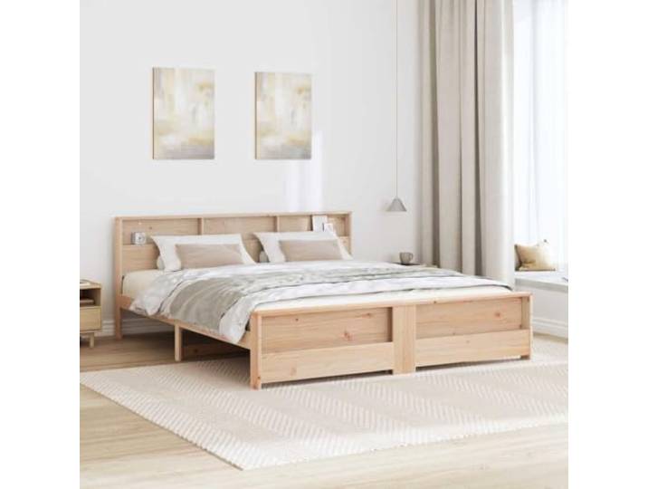 KTHLBRH Bettgestell, 180 x 200 cm, Kiefernholz Fester Lattenrost, minimalistisches Design, rechteckiger Rahmen, Schlafzimmer