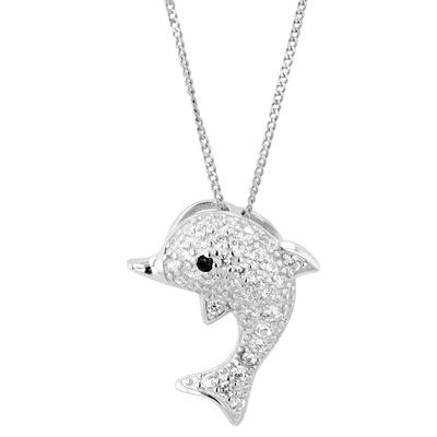 Kettenanhänger ADELIA´S "Anhänger – Delfin Anhänger aus 925 Silber mit Zirkonia", silber, Schmuckanhänger, Mädchen, Silber 925 (Sterlingsilber), Kettenanhänger, Ideal zum Verschenken – schlicht und stilvoll