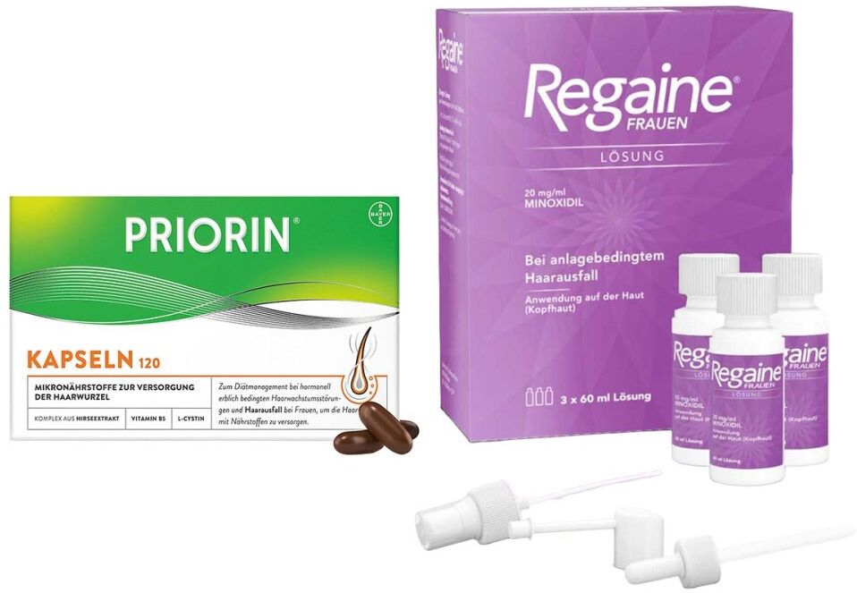 Priorin Kapseln bei Haarausfall + Regaine Frauen Lösung mit 2% M 1Set