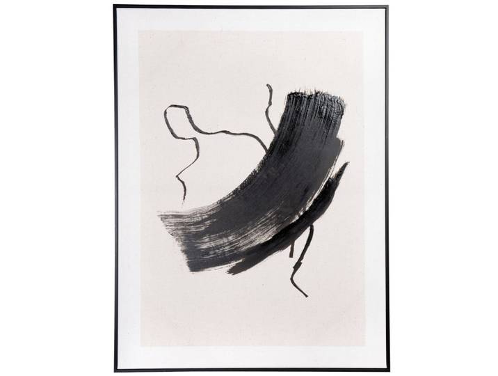 Abstraktes Gemälde in Schwarz-Weiß auf Leinwand, 60 x 80 cm
