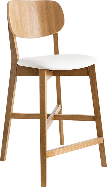 Miliboo Barhocker H65 Design Eichenholz und weiße Sitzfläche H65 cm LUCIA