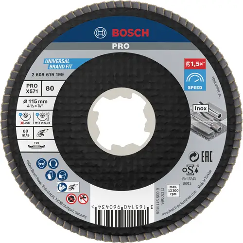 Bosch Accessories 2608619199 Fächerschleifscheibe Durchmesser 115cm Körnung (num)=80