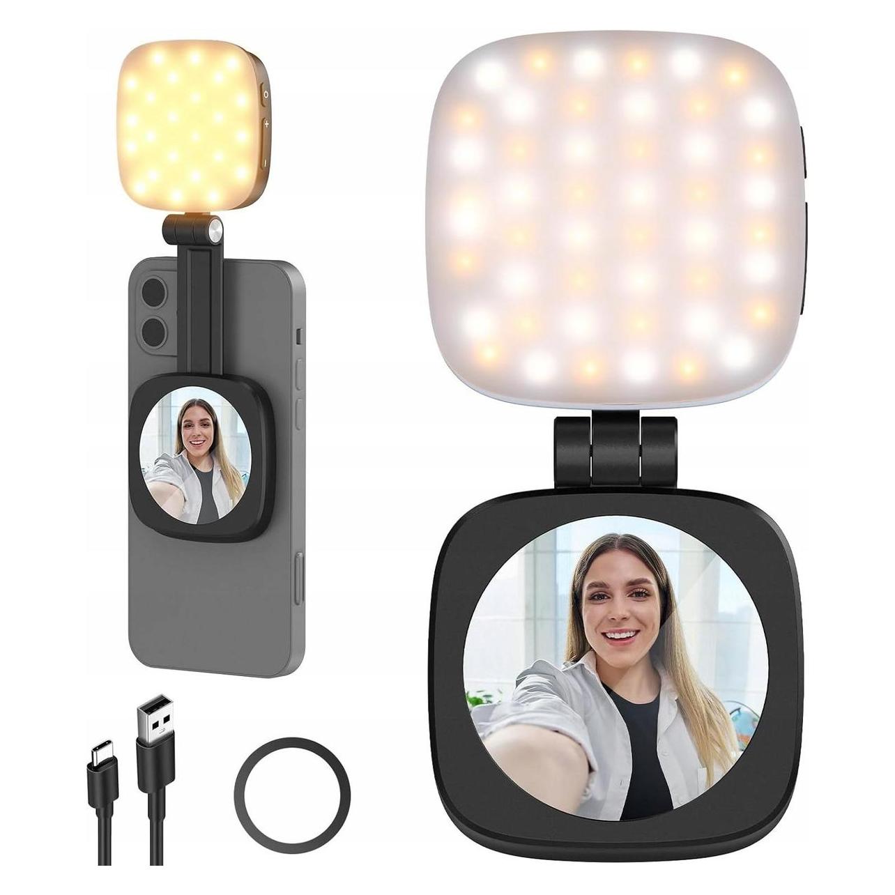 Neewer Selfie stick Lampa 48 Led + Lusterko Selfie Na Magnes Magsafe Do Telefonu Vlog / Basics Nl48b (NEEWER)