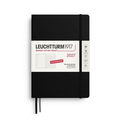 Wochenkalender & Notizbuch Dotted Medium (A5) 2027, Schwarz, Deutsch