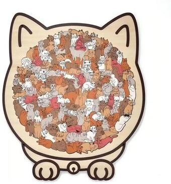 Inspired Living Cat Wooden Puzzle Colorful Animal Shaped Wooden Jigsaw Decor For Stress Relief & Gifting maillard