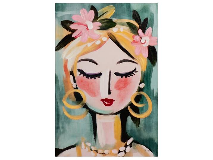Gemälde Naive Painting Green Girl image LAND