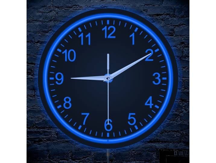 Horloge murale silencieuse minimaliste au Design moderne avec rétro-éclairage LED, montre de décoration tendance pour la maison, cadre en métal, horloge murale lumineuse néon