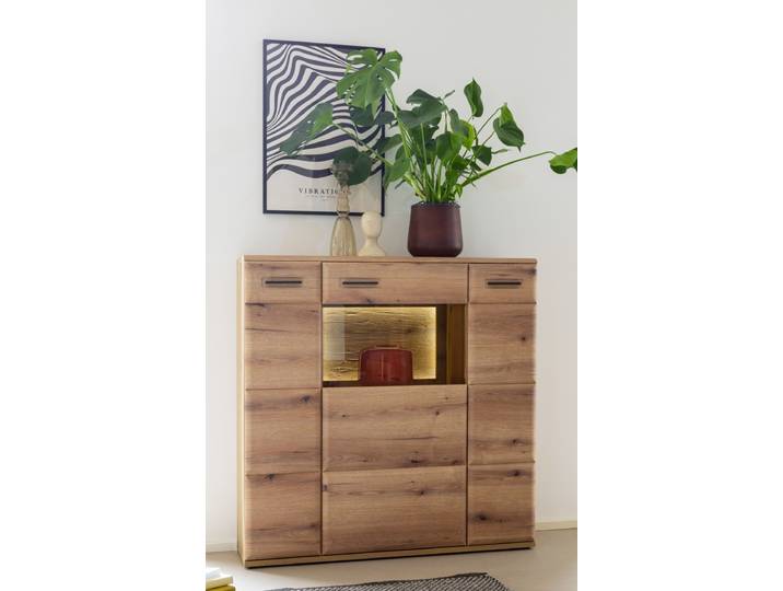 Highboard Naxos , Eiche Evoke , ohne Beleuchtung