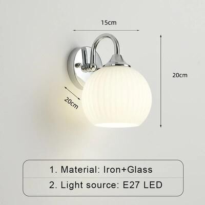 Useful Little Things Modern Nordic Glass Globe LED Wall Sconce Lamp For Bedroom, Living Room, And Hotel Decor chrome Streak cool White(5500 7000k)