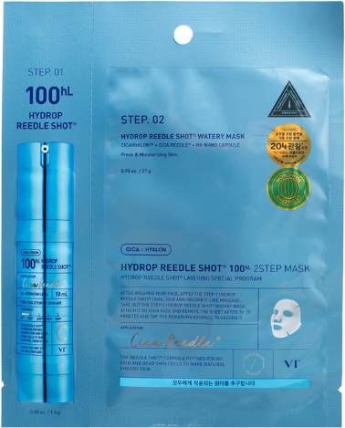 VT Cosmetics Hydrop Reedle Shot 100 Máscara Facial Hidrogel Hidratante 2 Passos 1und