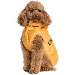 Fashion Dog Hunde-Steppmantel mit abnehmbarer Kapuze - Ocker-Gelb - 27 cm