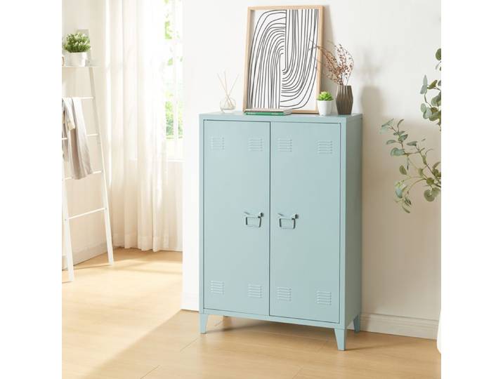 Armoire métallique Oripää à 2 portes 110 x 75 x 33 cm bleu gris