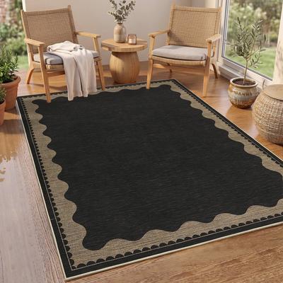 Garvee Easy Jute Indoor Outdoor Scalloped Area Rugs