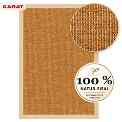 Karat Sisal-Teppich   Goa   Naturteppich aus 100 % Sisal mit Stoffbordüre   Kork