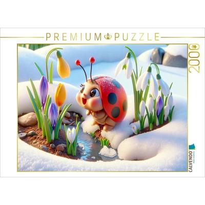 CALVENDO Puzzle Entdeckung der Frühlingsblumen im schmelzenden Schnee | 2000 Teile Lege-Größe 90x67cm Foto-Puzzle für glückliche Stunden