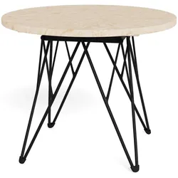 Actona »Prunus« Ecktisch rund Travertin beige, Gestell schwarz Ø 55x41,4 cm / Travertin beige