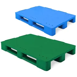 BRB 2 Kunststoffpaletten im Euromaß, LxBxH 1200x800x145 mm, geschlossen, grün/blau