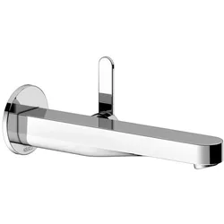 Keuco IXMO Flat Waschtischarmatur 59516011301 Ausladung 225 mm, verchromt, Wandmontage, runde Rosette