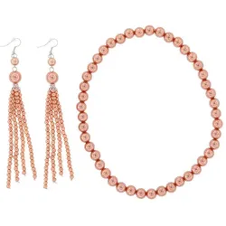 Schmuck-Set "Perlen", 3-teilig, rosé