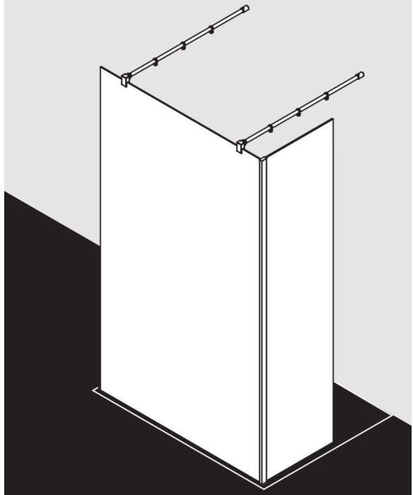 Kermi Xb Glasanlage XBFW112020VYK 120x200cm, silber hochglanz, ESG SR Opaco Clean, 90Grad Stabilisierung
