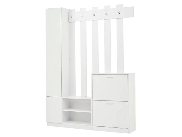 Ensemble De Vestiaire Avec Miroir Et 2 Armoires À Chaussures Blanches 135x25x180 Cm Pour Couloir