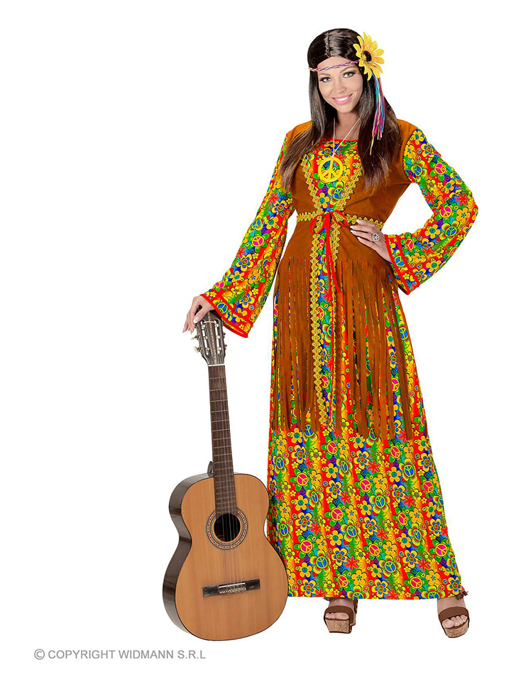 Carnival Party 2tlg. Outfit "Hippie" in Bunt/ Hellbraun - XL