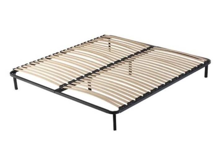 Anya - Sommier Noir Cadre a lattes Renforcé et Soutien Réglable + 4 Pieds 80x190 x 29 cm en Metal